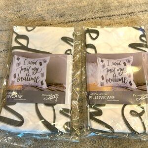 Primitives by Kathy Cotton pillowcase, I read past my bedtime gray/white 2pk